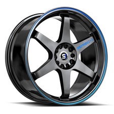17x8 Spec-1 SPT-33 Gloss Black & Blue Line Wheel 4x100/4x4.5 (38mm)