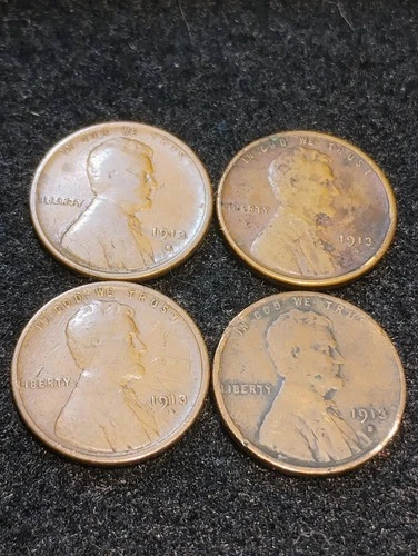 1913 S ~ LINCOLN WHEAT CENT ~ AG ~ 4 COINS