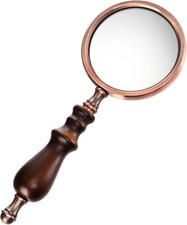 10X Antique Magnifying Glass, Brass Handheld Magnifier with Wooden Handle, De...