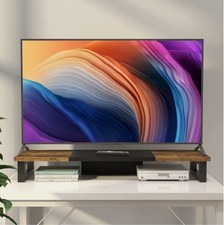 WESTREE Dual Monitor Stand Riser Wood Steel Monitor Stand Riser Rustic Brown