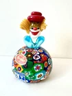 Murano Hand Blown Art Glass Clown Figurine Multicolor Millefiori Glossy