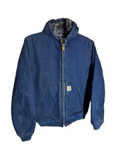 Vintage Carhartt Denim Jacket Lined Y07 DST Youth Size Large Distressed