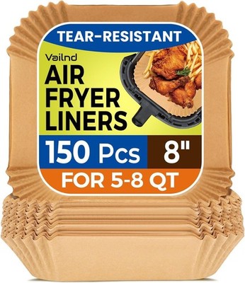 Vailnd Air Fryer Liners Disposable, 150 Pcs 8'' Unbleached Parchment Paper
