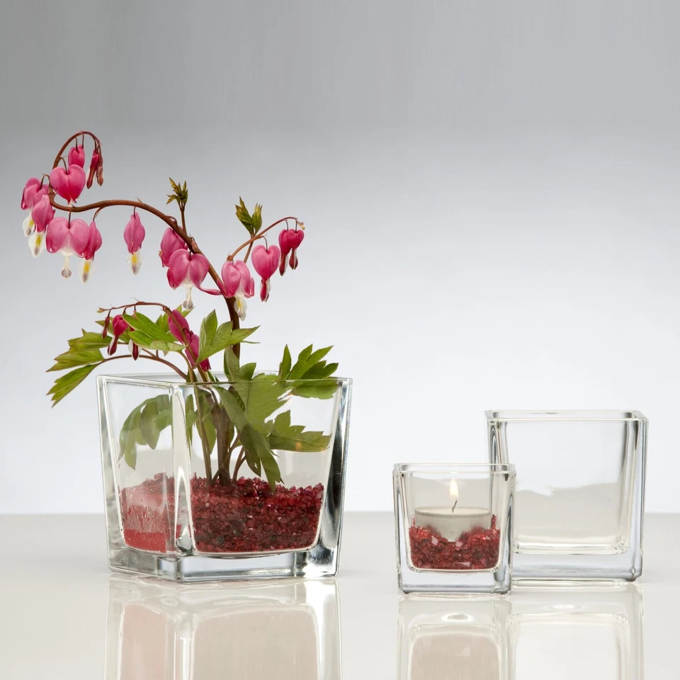 Glastopf CUBE 14 cm, Würfelförmiger Übertopf, Blumentopf, Windlicht, Kerzenglas - Bild 2 von 2