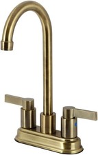 Kingston NuvoFusion 2-Handle Deck Mount Bar Faucet Antique Brass KB8493NDL