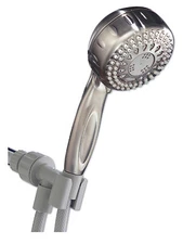 2 PAK Waterpik Brushed Nickel 5 Setting Handheld Shower Head. It has a 3-1/4i...