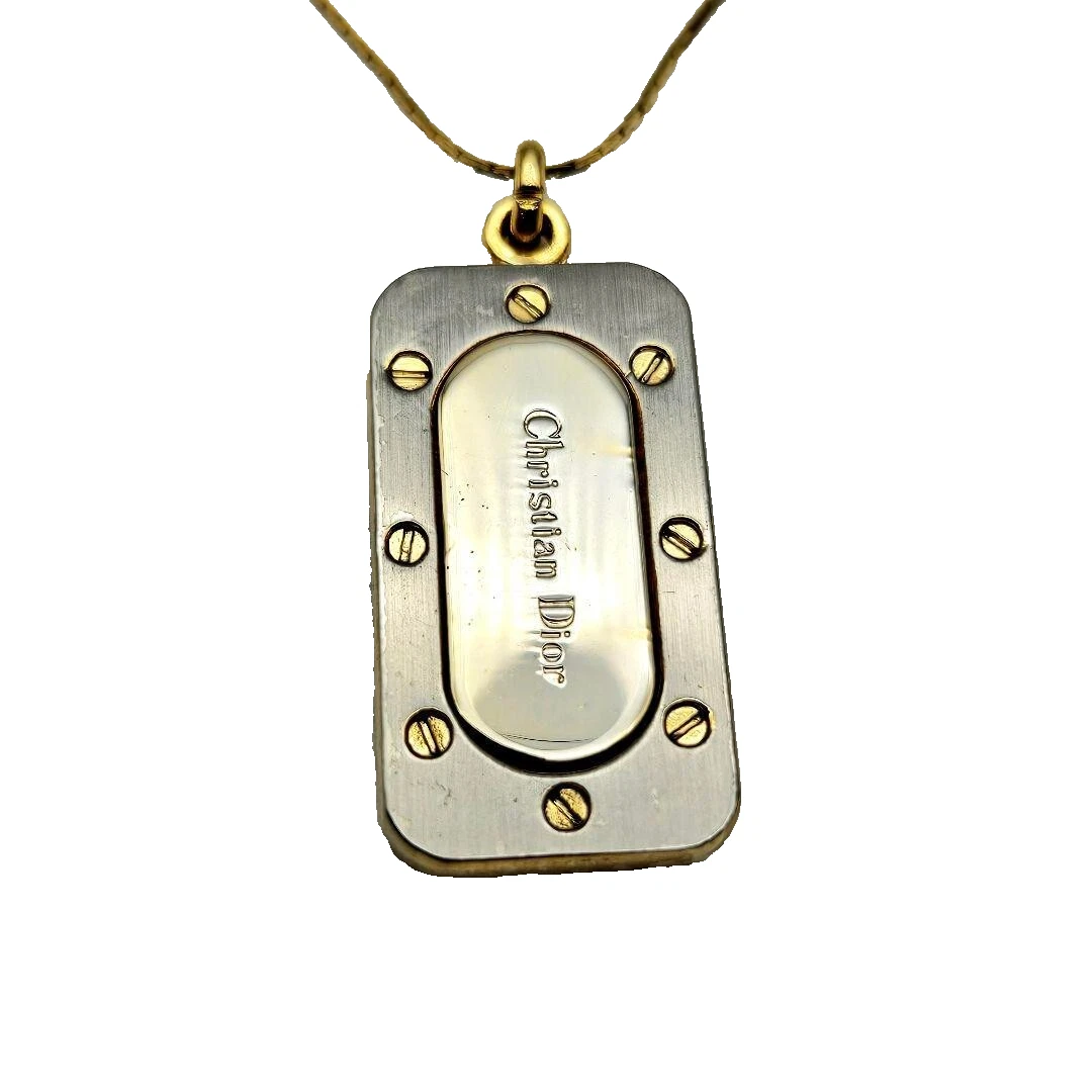 Collana con ciondolo placca logo Christian Dior oro x argento originale donna