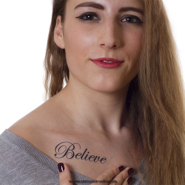 2 X Believe Tattoo - Schriftzug In Schwarz - Temporary Body Tattoo (2)-image