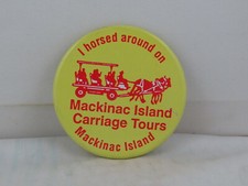 Vintage Tourist Pin - Mackinac Islad Carriage Tours - Celluloid Pin 