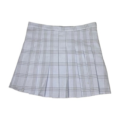 Princess Polly No Boundaries Mini Skirt Pale Blue Tartan Pleated