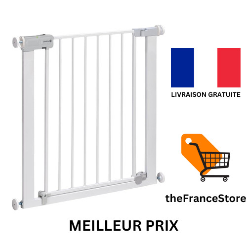 Barrière extensible pour escalier à fermeture automatique en métal noir 75-85cm