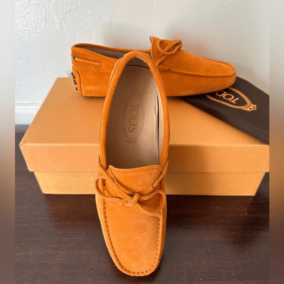 Mocasines sin cordones Tod's unisex de gamuza naranja talla US39, US 5,5 nuevos en caja Foto 2 de 4