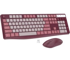Wireless Keyboard and Mouse Combo, 2.4G Full-Sized Ergonomic Keyboard Mouse, ...