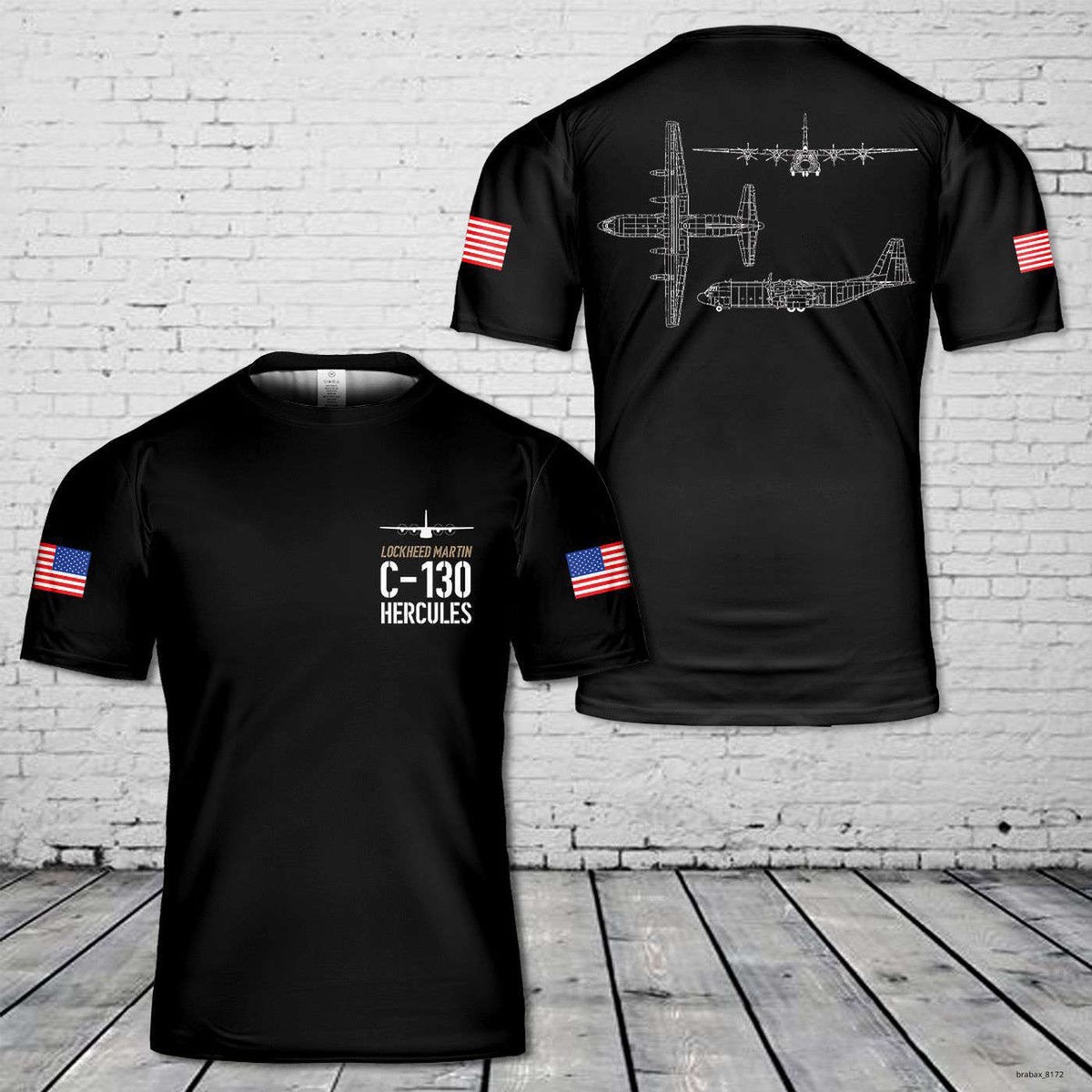 はい US Air Force Lockheed C-130 Hercules 3D T-Shirt Unisex Size Shirt