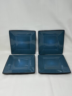 Gibson Elite Kiesling Turquoise Square Salad Dessert Plates 8 1/2 Inch Set Of 4