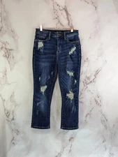 Judy Blue Jean Women 26 3 Capri Crop Kick Flare Denim Distressed Hole High Rise