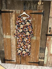TU Maxi Dress Multicoloured Floral Print V-Neck Long Sleeve Light Comfy UK 18