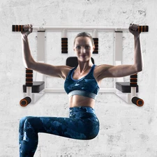 Wall Mount Chin Pull Up Bar Multi Function Vertical Knee Raise Dip Station Gym