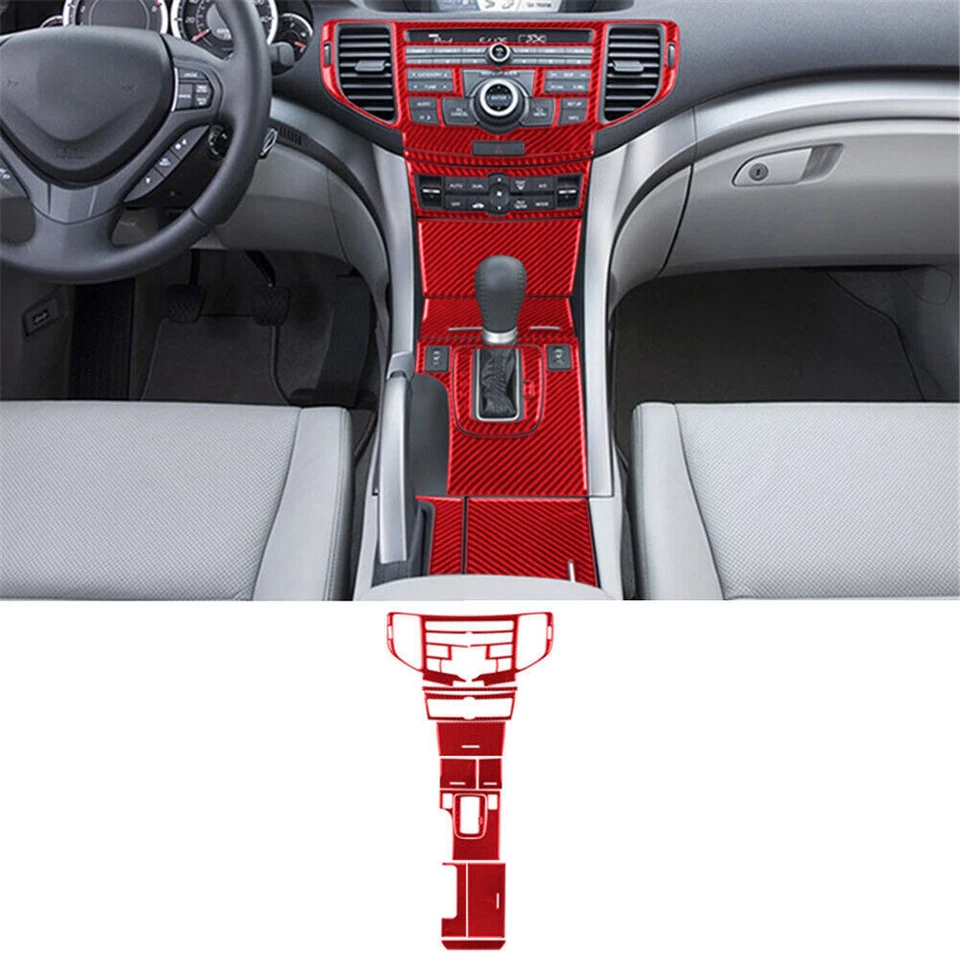 37X Kit completo de fibra de carbono rojo interior cubierta pegatina para Acura TSX 2009-14 Foto 2 de 4