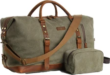 Canvas Weekender Duffle Bag with Toiletry Bag Travel Overnight Bag for Men 60L
