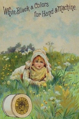 1887 Calendar J & P Coats Six Cord Thread Prairie Cute Child Bonnet Flowers P66
