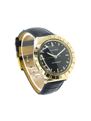 Bulova Accutron ASTRONAUT GMT Piloten Armbanduhr Stahl  Gold