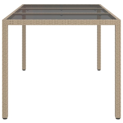 Homgoday Garden Table 150x90x75 Tempered Glass and Poly Rattan Beige, G5C5 - Picture 4 of 6