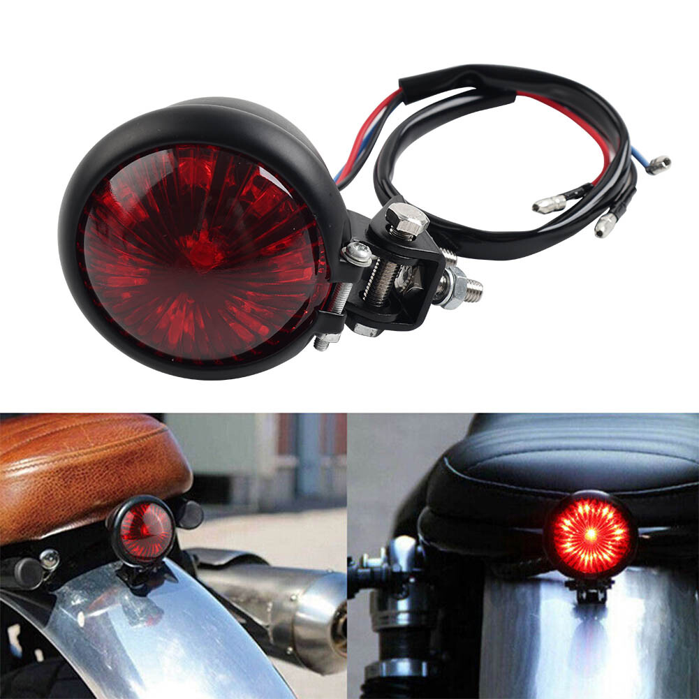 LED Rear Stop Brake Tail Light Lamp Fit For Cafe Racer Bobber Chopper Black