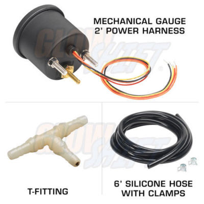 GlowShift 52mm Tinted 7-Color Series Turbo Boost/Vacuum Gauge - 0-15 PSI, 12V, Black, 12 Month Warranty