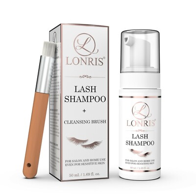 Lonris Wimpernverlängerung Wimpernshampoo + GRATIS Pinsel Augenspülung Make-up Reinigungsschaum 