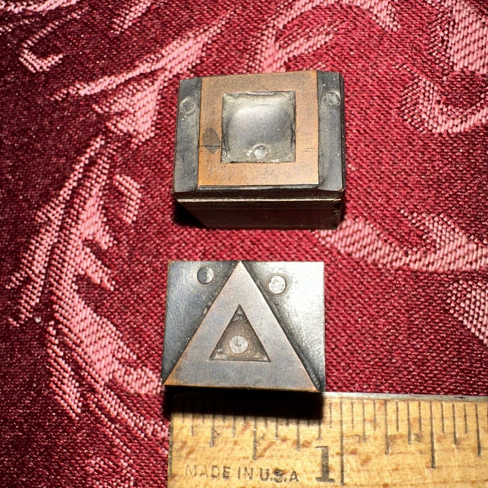 Printing Block “ Decorative Borders, Square & Triangle “ Copper Face ...