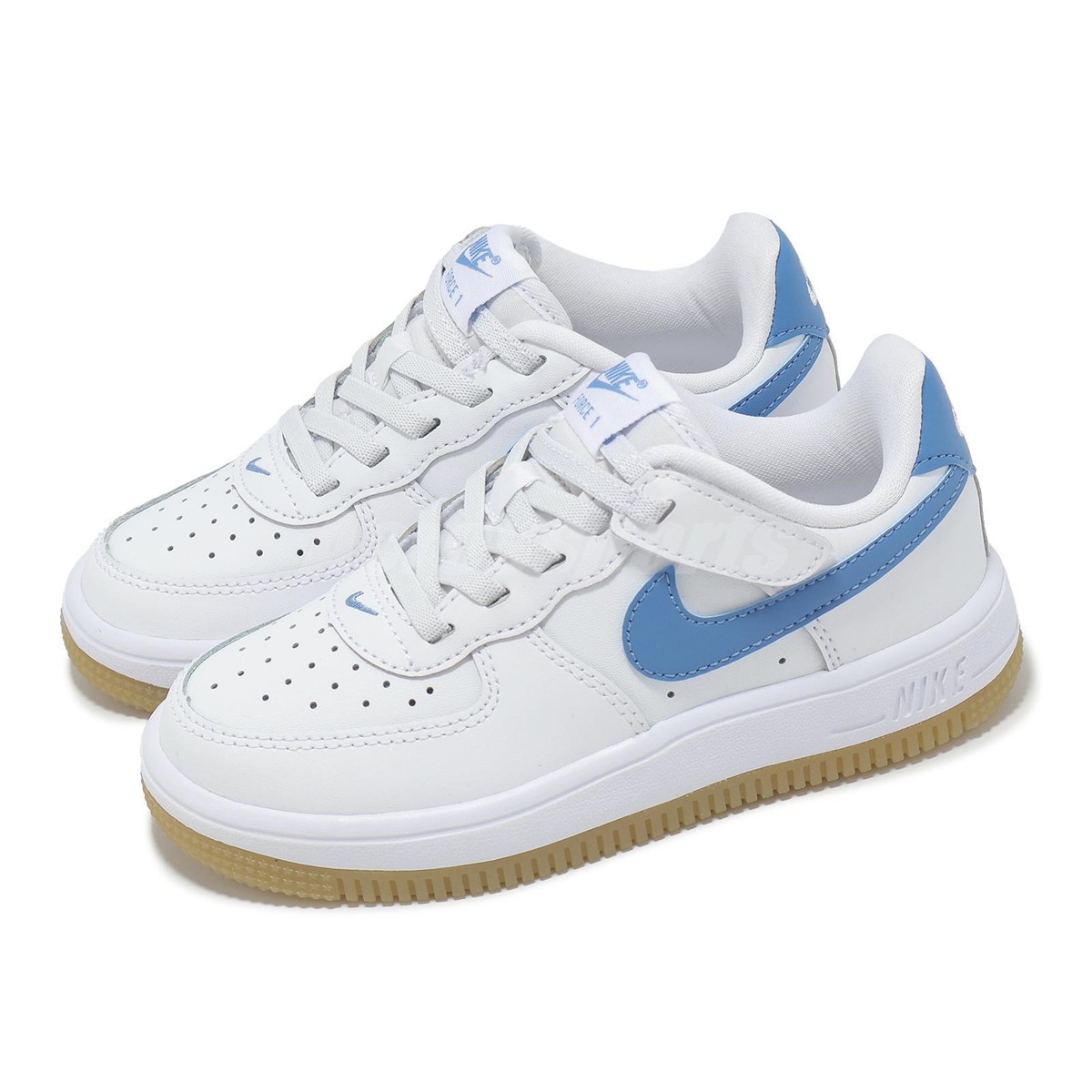 靴 Nike Air Force 1 Low '07PRM \"White/Blue\" Nike Force 1 Low EasyOn PS White Gum Blue Beyond Kids