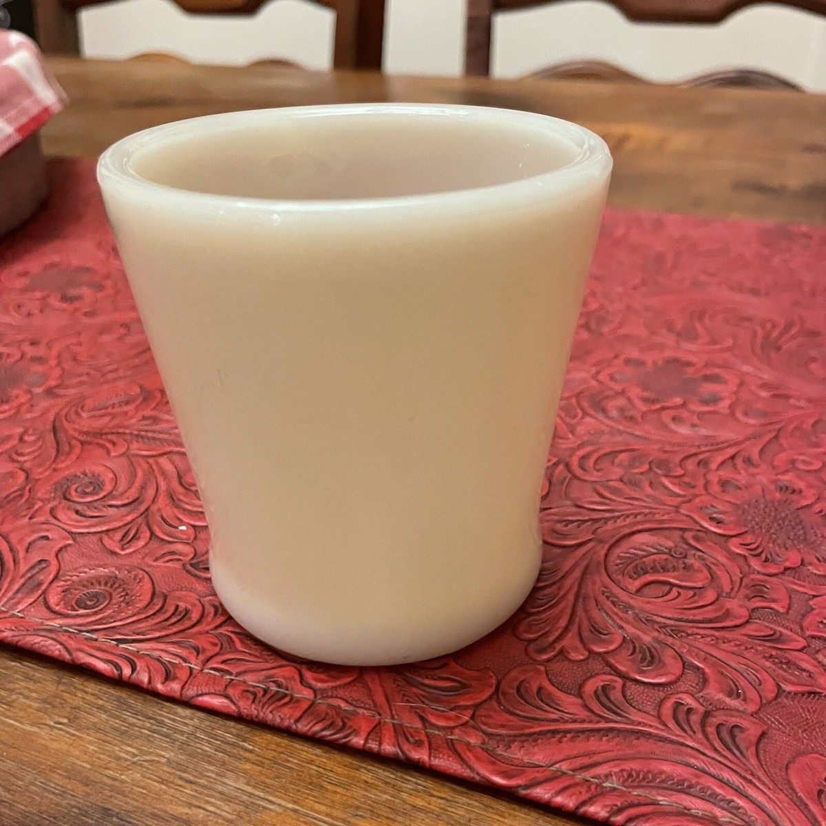 Vintage Fire King IVORY Shaving Mugs D Handle Coffee Cup Flat