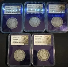 New ListingLot Of 5 Barber Half Dollars 50c NGC Genuine -Purple Core TAT Label-90% Silver