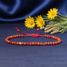 Natural Red Jasper Beaded Bracelet Crystal Healing Protection Dainty Women Gift