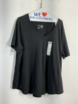 Womans Terra & Sky 1X 16w-18w Black V Neck Short Sleeve T Shirt NWT 