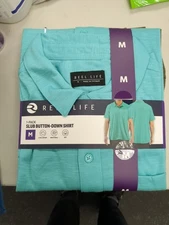 Real Life One Pack Slub Button-down Shirt Medium