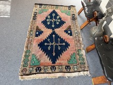 Vintage Turkish Oushak Rug 3x5 Ft, Handmade A...