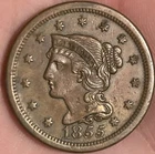 Photo of a 1855-P Large Cent from an eBay listing that sold on Jul 14, 2026
