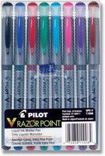 PILOT V Razor Point Liquid Ink Markers, Assorted Color, Extra Fine, 8pk - NEW