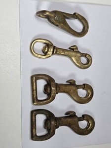 lot of 4 Vintage Brass Spring Lock Clip Hook Swivel Snap Clasp Hook Leather Work