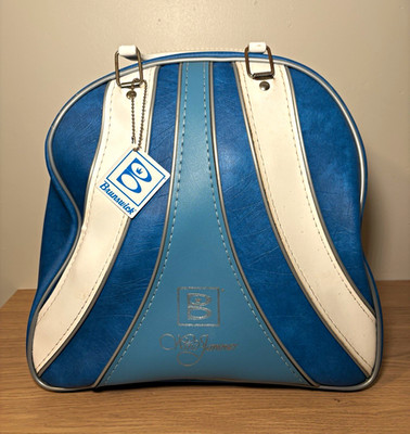 Vintage Brunswick Wind Jammer Bowling Bag Single Ball Rack Blau Schuhaufbewahrung
