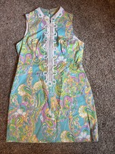LILLY PULITZER Alexa Shift Dress, Shorely Blue Double Trouble Sz 8 Paisley