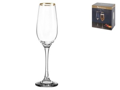 6er Pack Amber Flute Gläser aus transparentem Glas Goldrand Pasabahce
