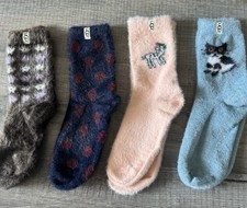 UGG Fuzzy Cozy Socks 4 Pairs One Size Adult Women Multiple Colors and Designs
