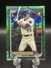 2024 Bowman Chrome Cooper Pratt 1st Bowman Green Lunar Glow Refractor Brewers