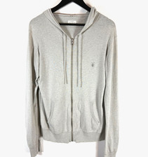 ALLSAINTS Hoodie Mens Medium Grey Fritz Hoody 100 Cotton Zip Up Ramskull Logo