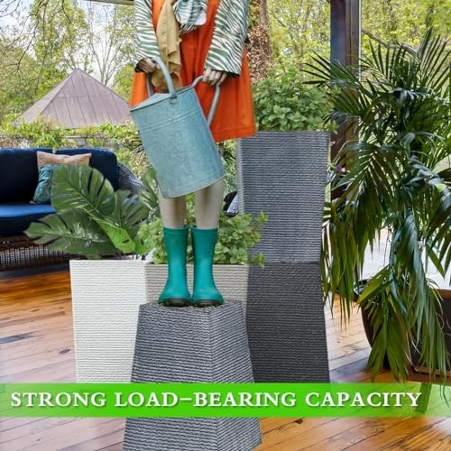 2 Pcs Pack Heavy Duty Plastic Resin 17 Inches Tall Tapered Small Dark Grey - Picture 6 of 7