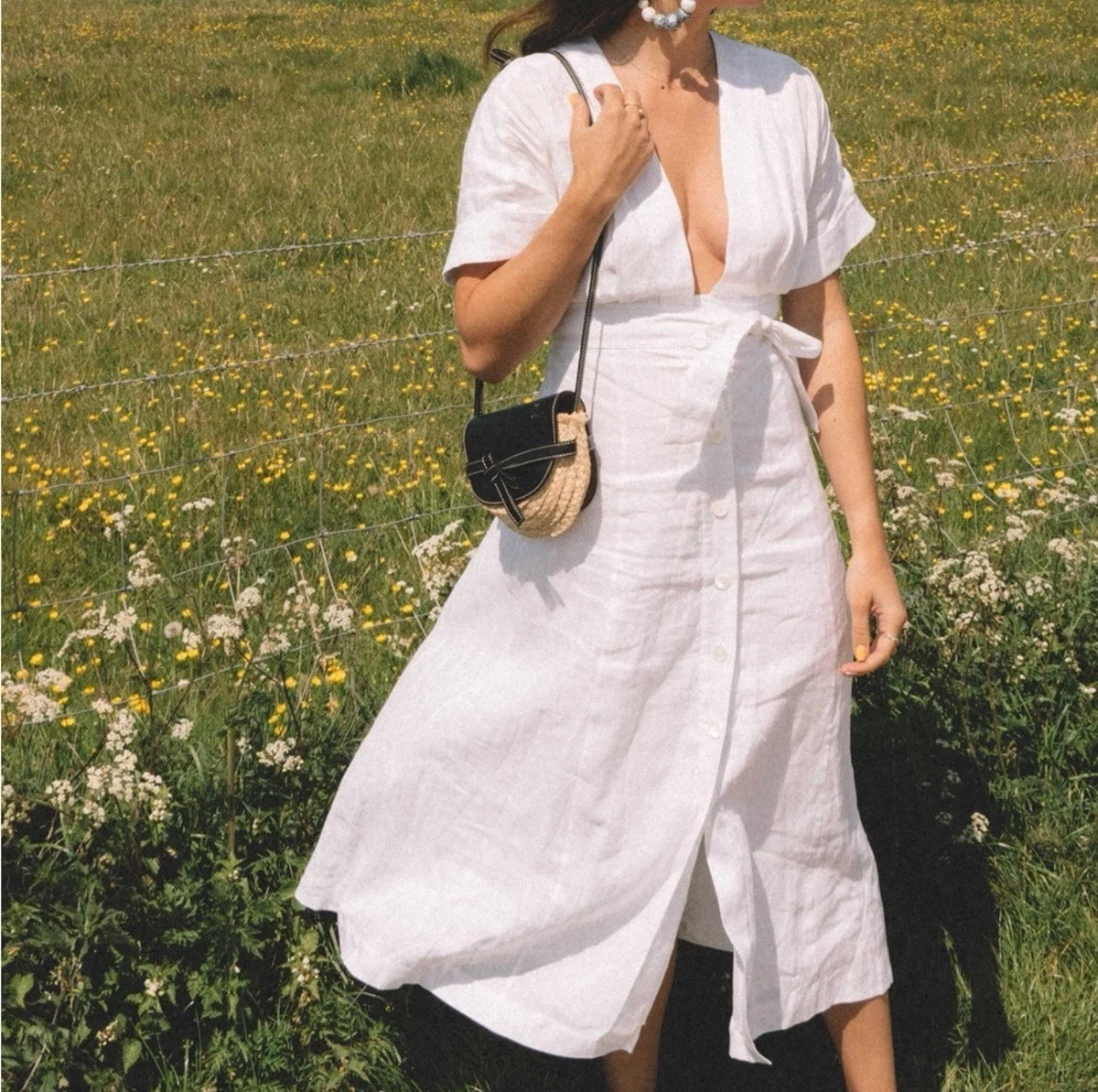 chinese dress ladies Linen Maxi Dress with Pockets