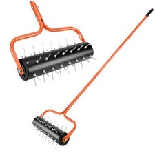 21" Rolling Lawn Aerator, 45 Preassembled Spikes, Only Needs 3-5 Minutes Orang